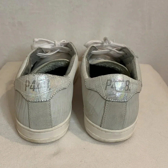 P448 John Round Toe Sneaker Iridescent White Silver Size 37 - Picture 2 of 16